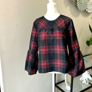 Free Assembly Cute women multi color top with bell sleeves, slit sides. Size S